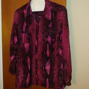 Plum snakeskin print blouse